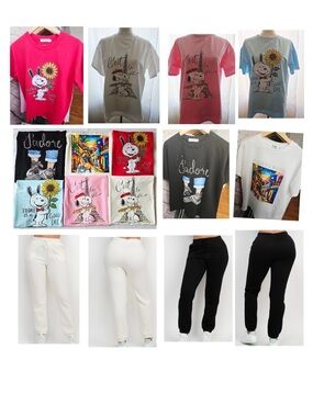 Lot of 12 pieces (6 T-shirts overside and 6 joggers fleece)